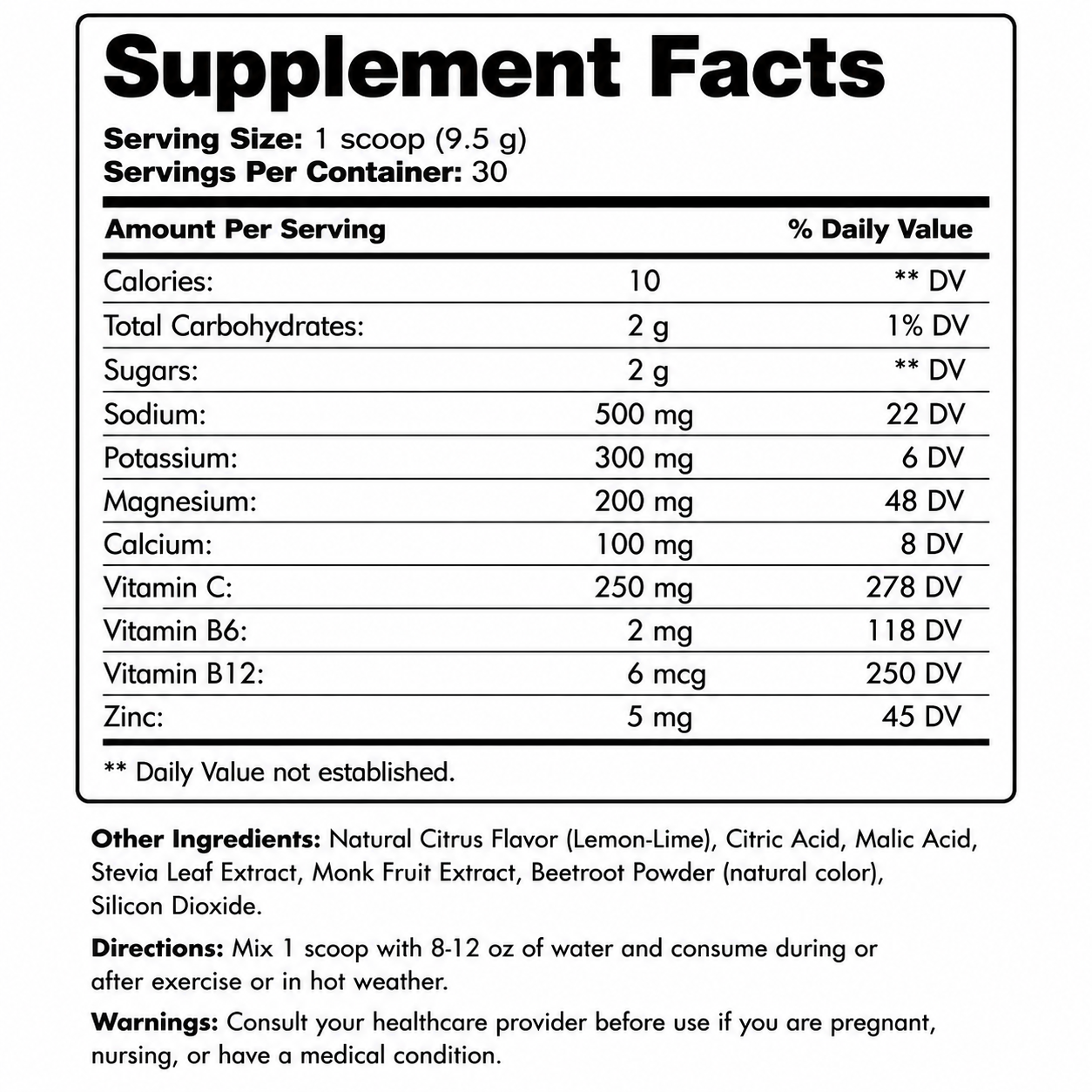 Hydration Electrolyte Powder — Supplement Facts