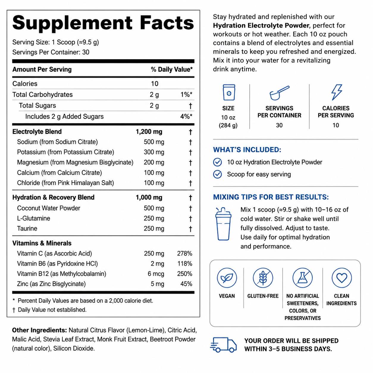 Hydration Electrolyte Powder — Supplement Facts
